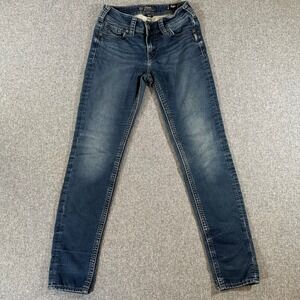 Silver Jeans Co Suki Mid Skinny Joga Jeans W27 L31 Dark Wash Blue Denim Womens